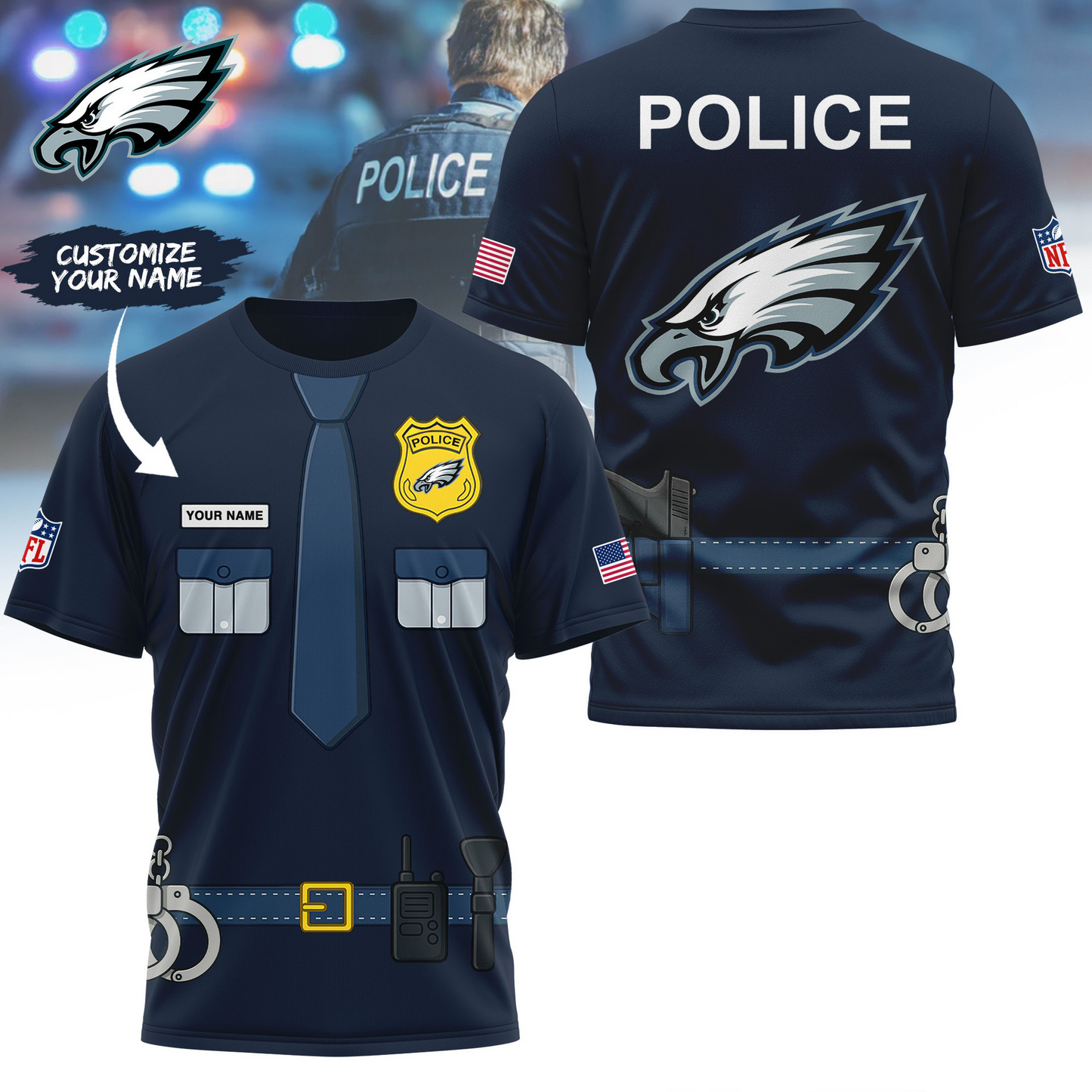 Premium NFL PHI Police Office Costume Shirt V1 NMD TTV