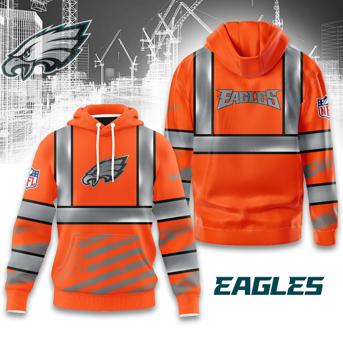 Premium NFL PHI Safety Hi-Vis Hoodie V1 NMD TTV