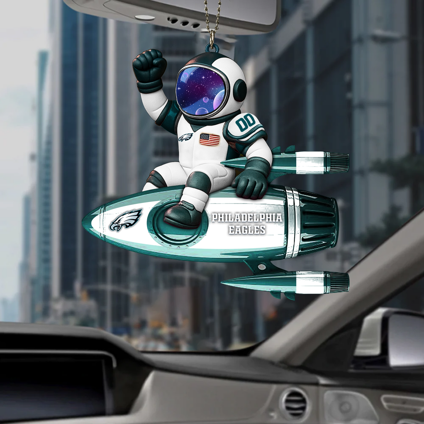 Premium NFL PHI x Astronaut Car Ornament NDT TDT