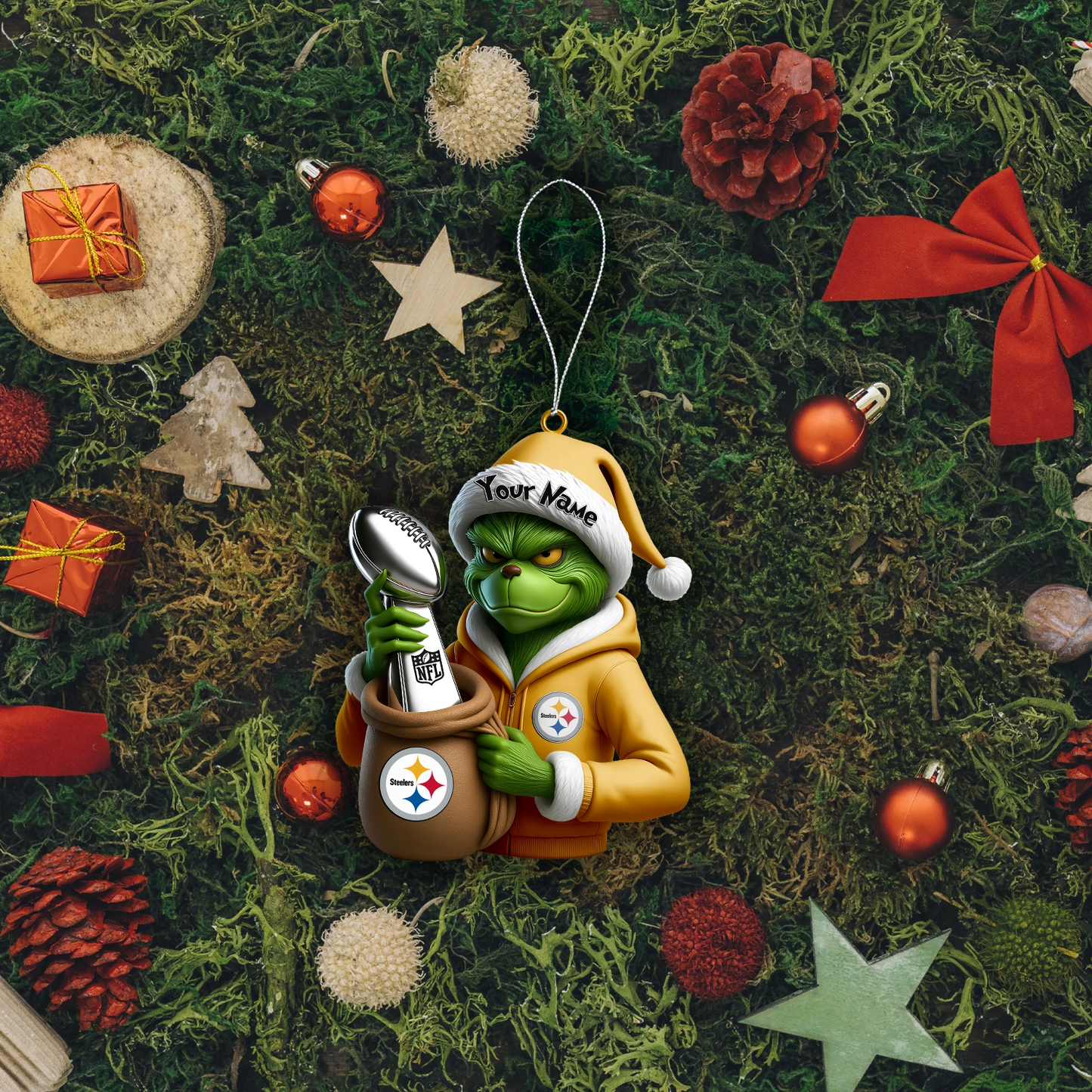 Premium NFL PIT x The Grinch Christmas Ornament V1 NMD TTV