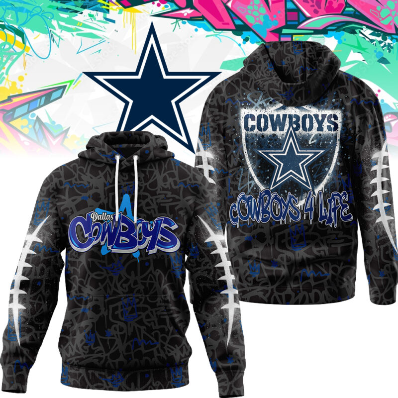 Premium NFL X DAL Special Graffiti My Team 4 Life Hoodie NDT TDT