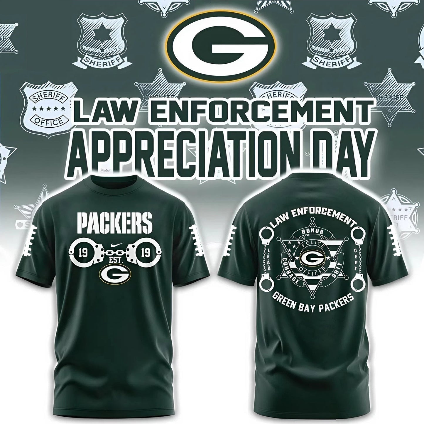 PREMIUM NFL X GB 3D SHIRT Law Enforcement 2025 NDT NHM