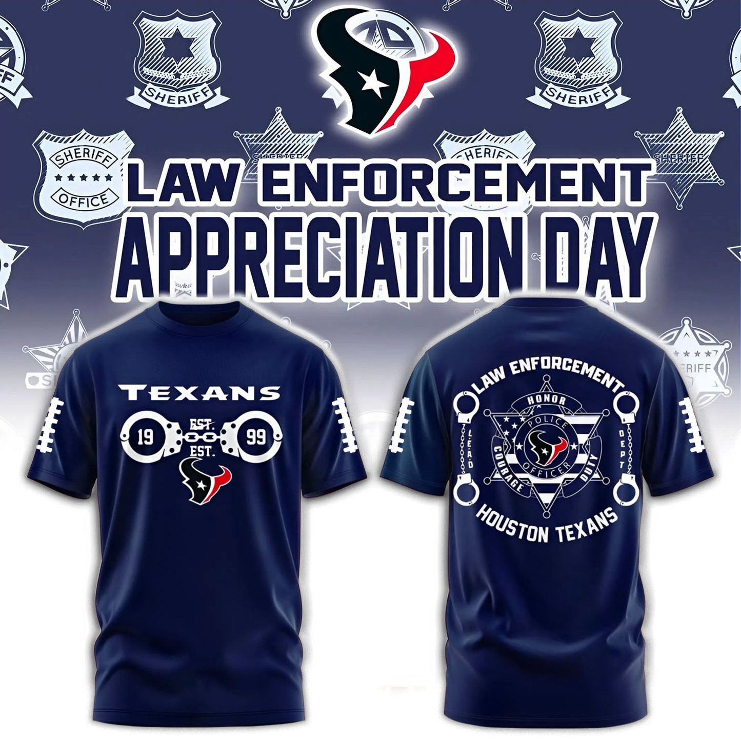 PREMIUM NFL X HOU 3D SHIRT Law Enforcement 2025 NDT NHM