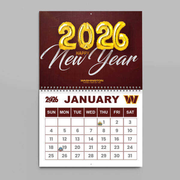 Premium NFL X WAS 2026 Wall Calendar NDT NHM
