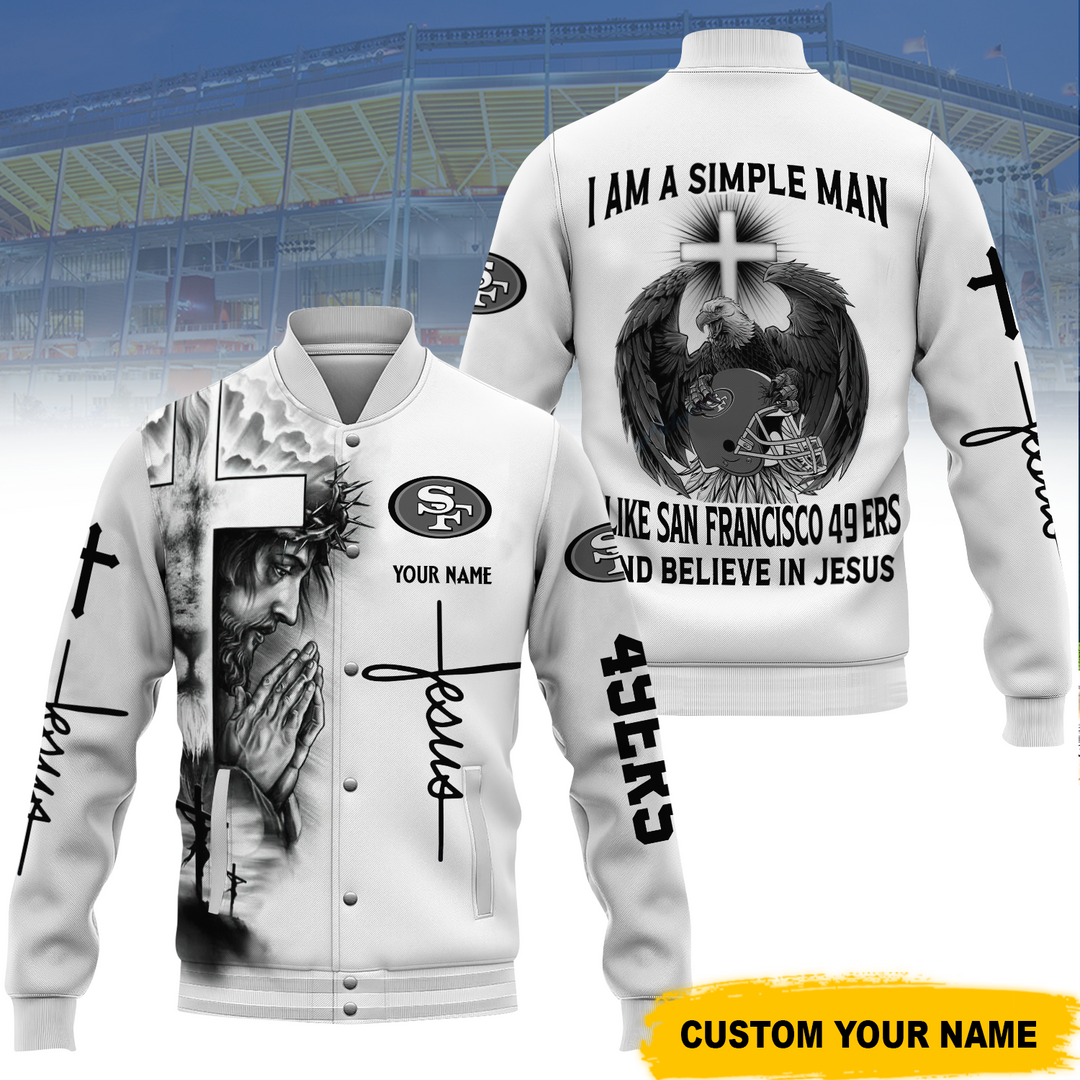 I like San Francisco 49ers And Believe In Jesus Varsity Jacket