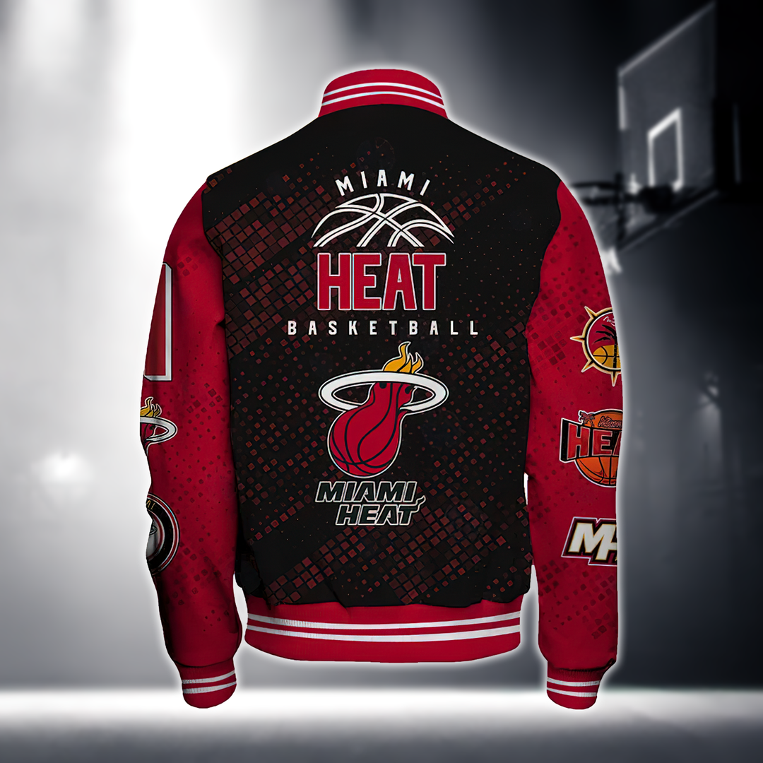 NBA MIAMI HEAT NATIONAL BASKETBALL ASSOCIATION VARSITY JACKET V1