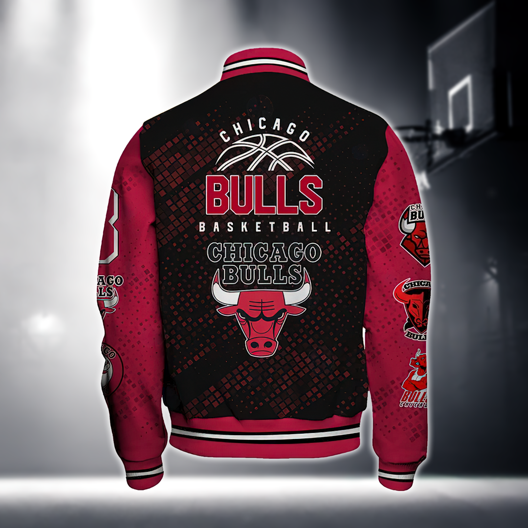 NBA CHICAGO BULLS NATIONAL BASKETBALL ASSOCIATION VARSITY JACKET V3