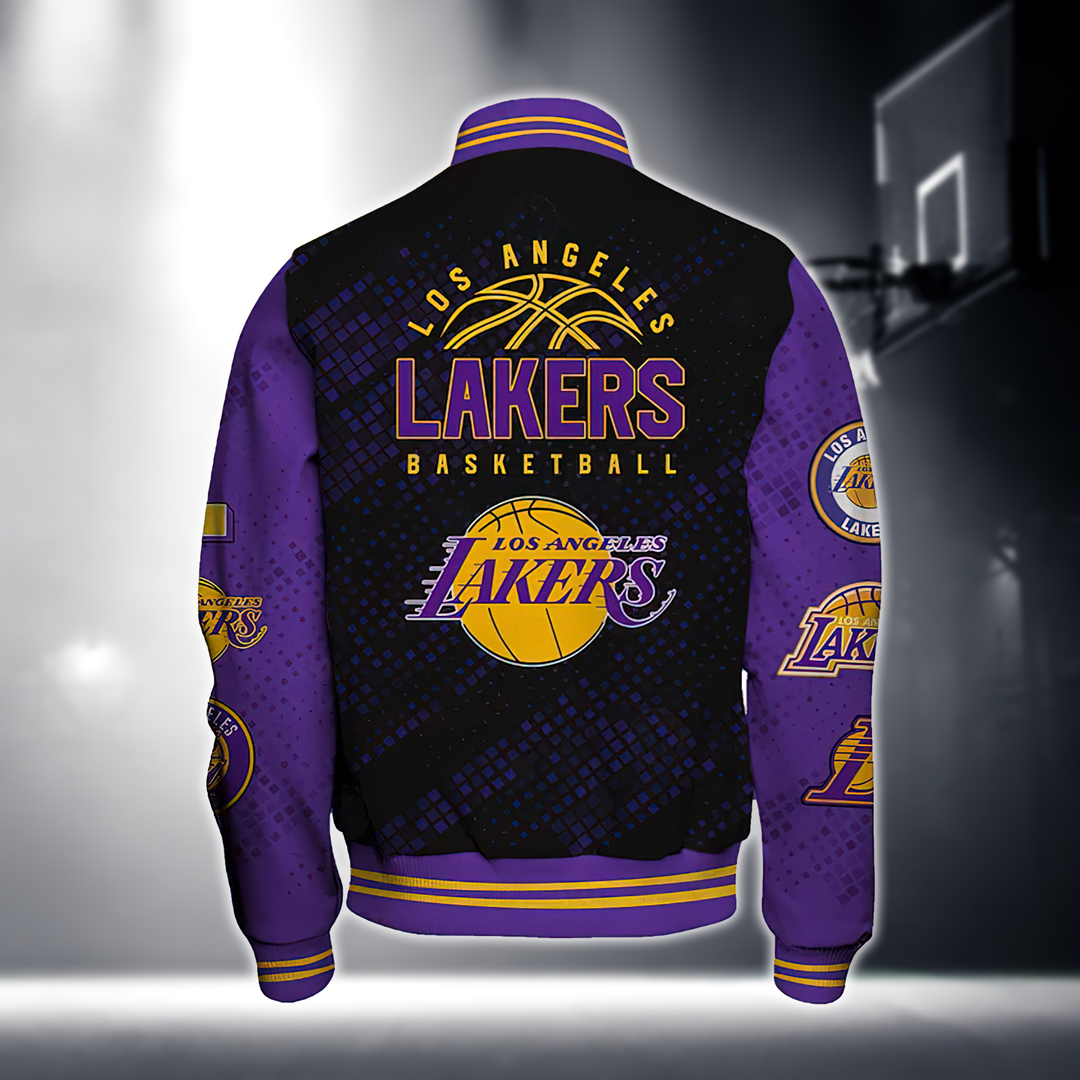 NBA LOS ANGELES LAKERS NATIONAL BASKETBALL ASSOCIATION VARSITY JACKET V1