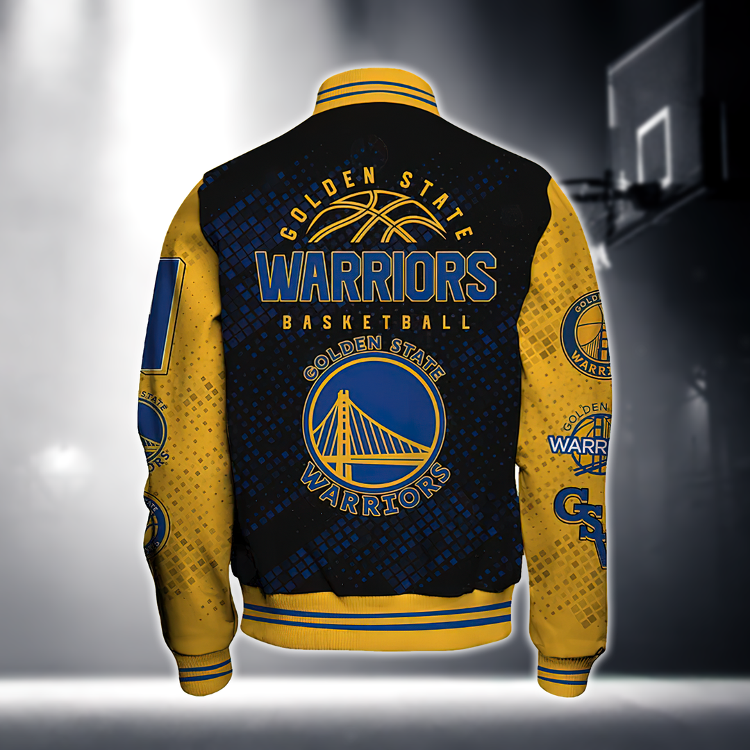 NBA GOLDEN STATE WARRIORS NATIONAL BASKETBALL ASSOCIATION VARSITY JACKET V1