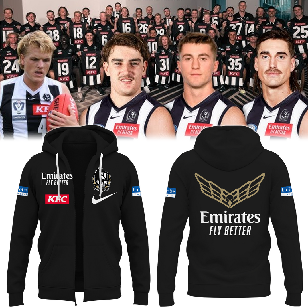 Collingwood Football Club TM AFL Season 2025 V1 Zip Hoodie