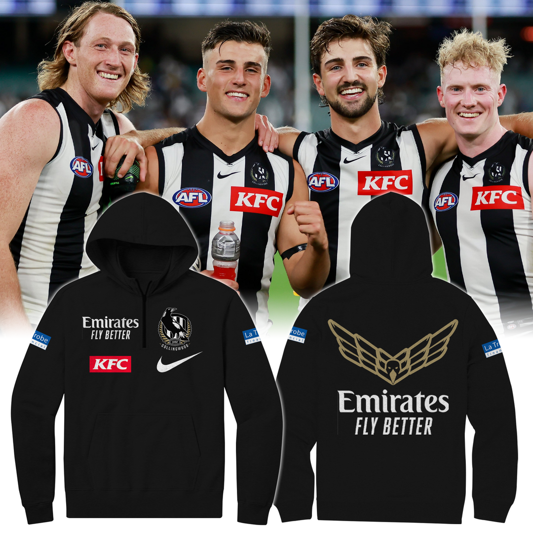 Collingwood Football Club TM AFL Season 2025 V1 Quarter Zip Hoodie