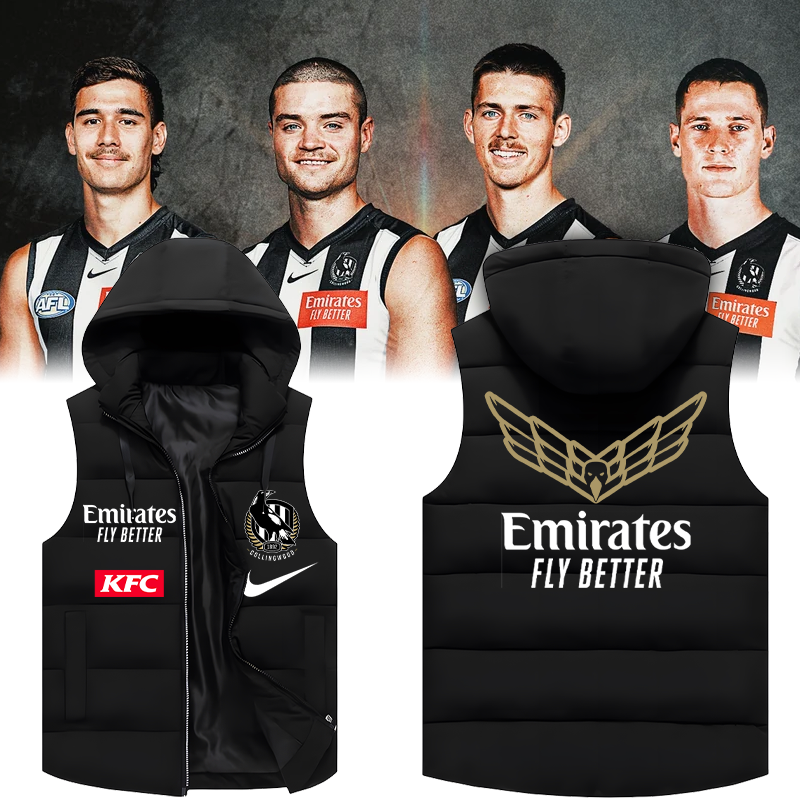 Collingwood Football Club TM AFL Season 2025 V1 Hooded Vest