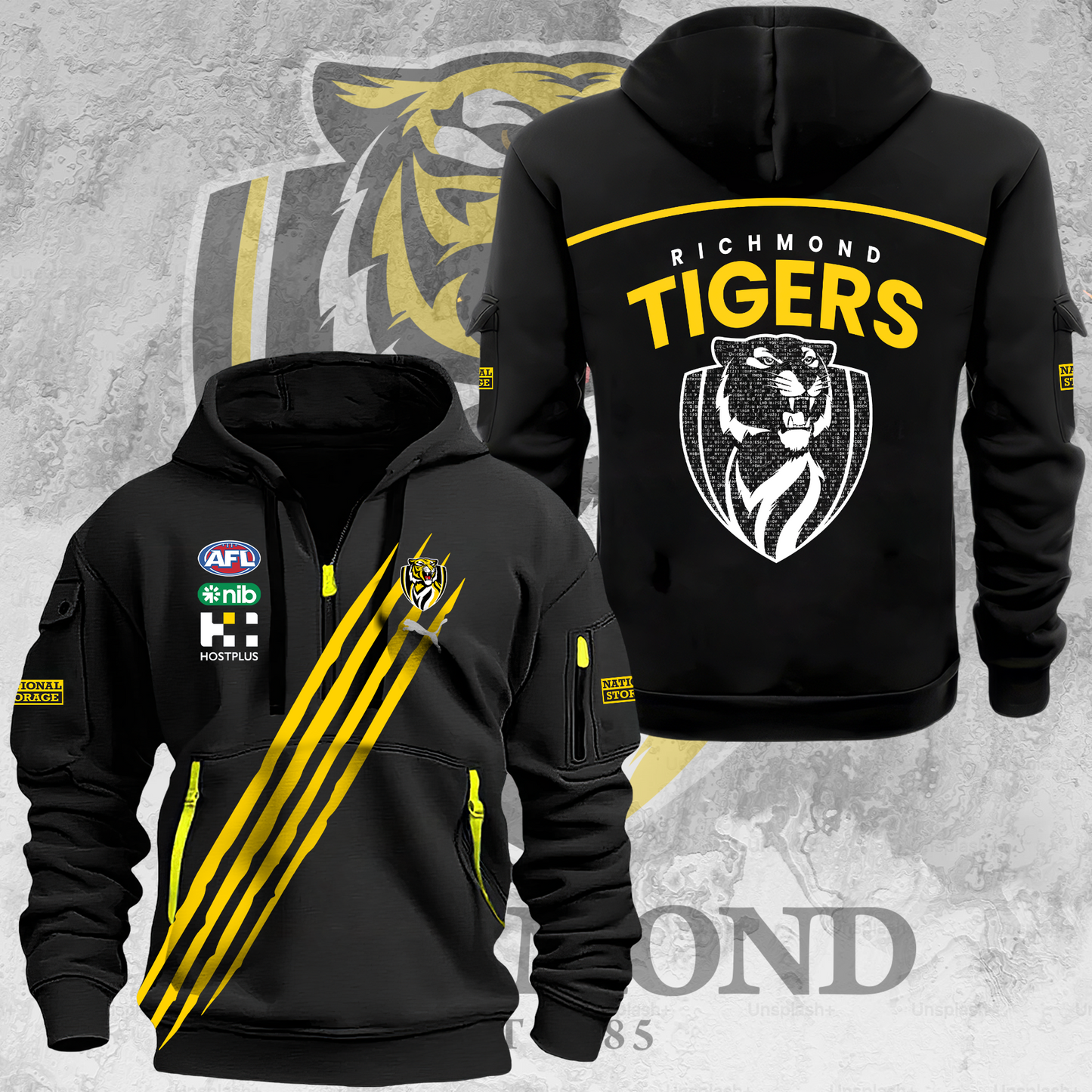 Richmond Football Club AFL Tigers Limited Edition Zipper Hoodie TM V1