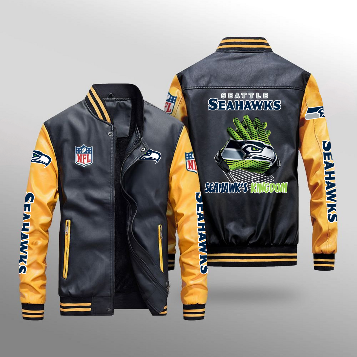SEA x NFL Leather Bomber Jacket DATND TANTD