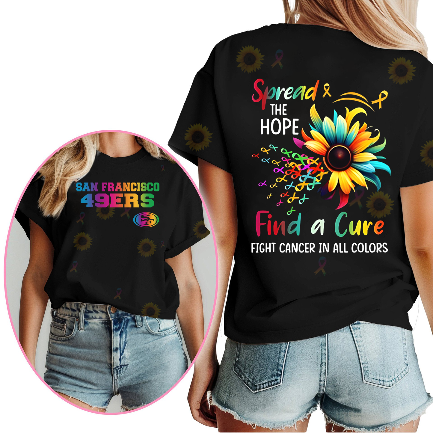 SF49 Premium NFL Rainbow Cancer Awareness Shirt DDT HLP