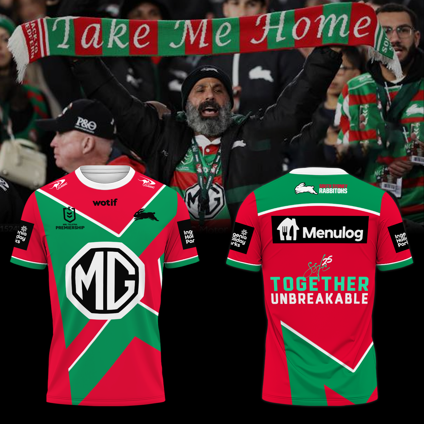 South Sydney Rabbitohs NRL Together Unbreakable Limited Edition T-Shirt TM - You will save more when you buy the clothes and hat combo V7