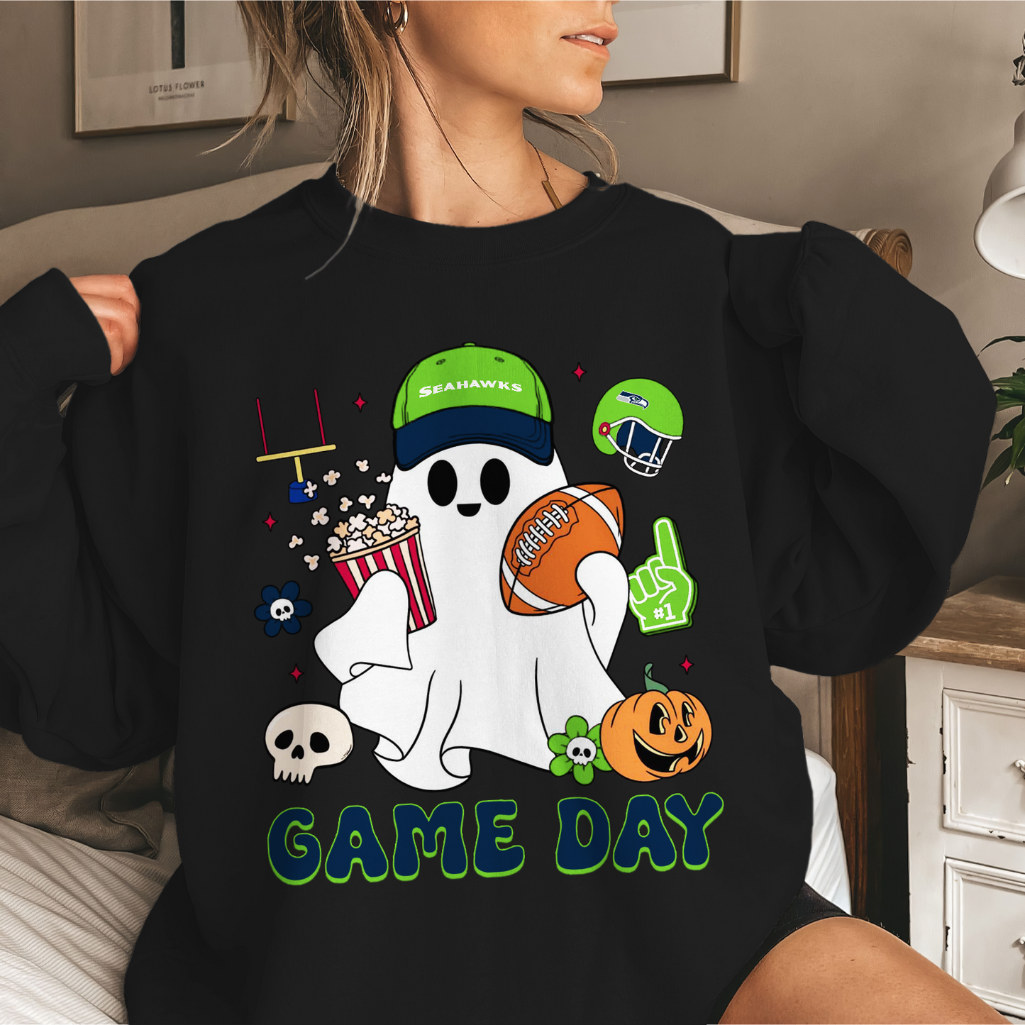 SS Game Day Football Ghost Sweatshirt DDT NTL
