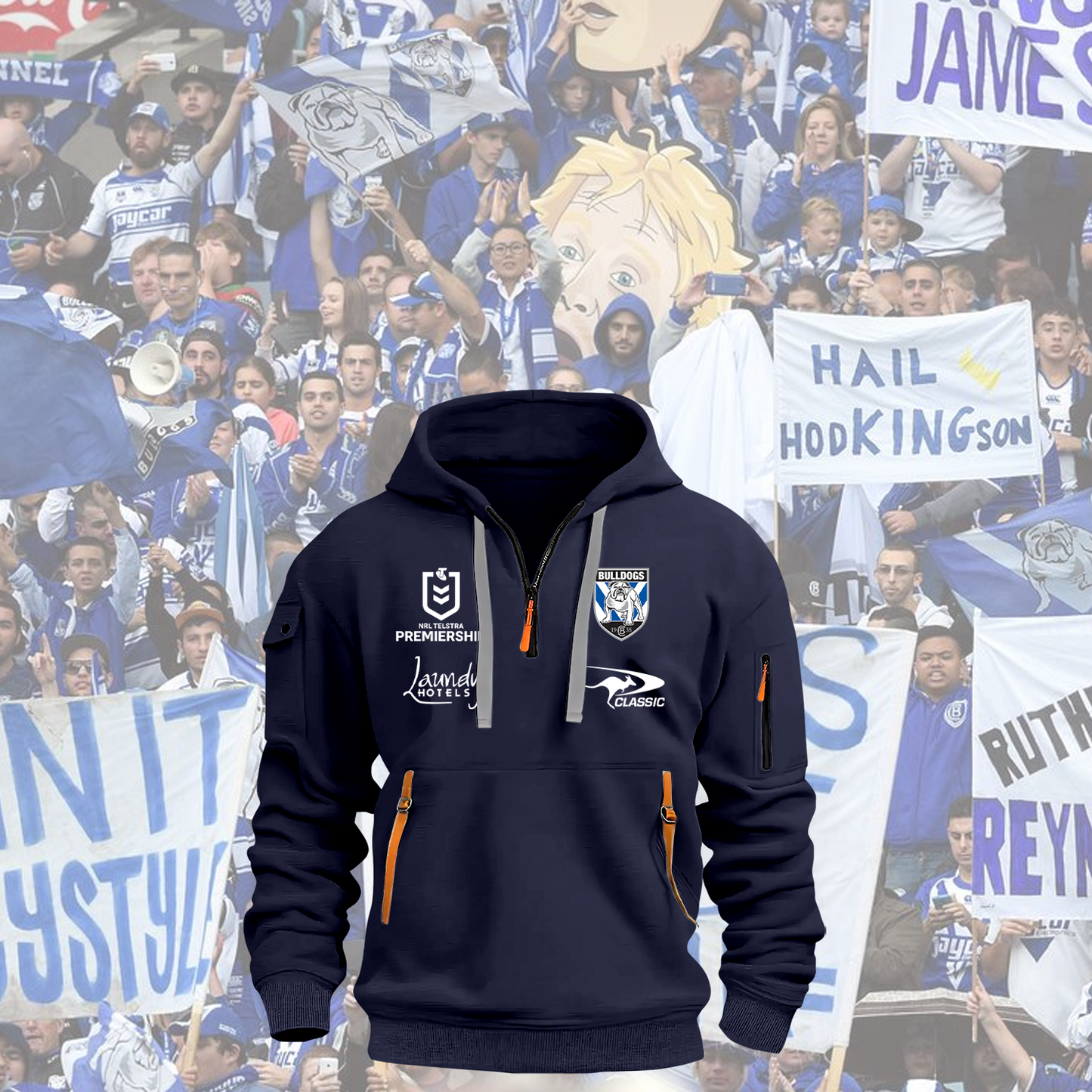 Canterbury-Bankstown Bulldogs NRL 2025 Zipper Hoodie TM NTA V15