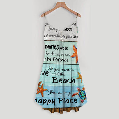 Ocean This Is My Place Spaghetti Strap Summer Dress | Women Sleeveless V Neck Mini Dress