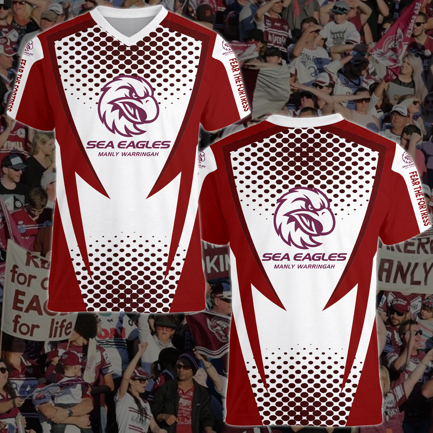 Manly Warringah Sea Eagles NRL 2025 Fear The Fortress T-Shirt TM NTA V3
