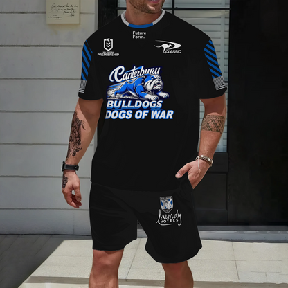 Canterbury-Bankstown Bulldogs NRL 2025 The Dogs Of War Limited Edition Set T-Shirt And Shorts TM NTA V1