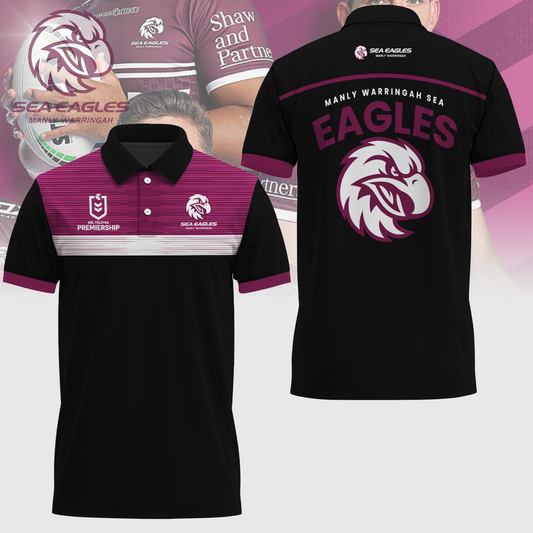Manly Warringah Sea Eagles NRL Fear The Fortress Limited Edition Polo Shirt TM V13