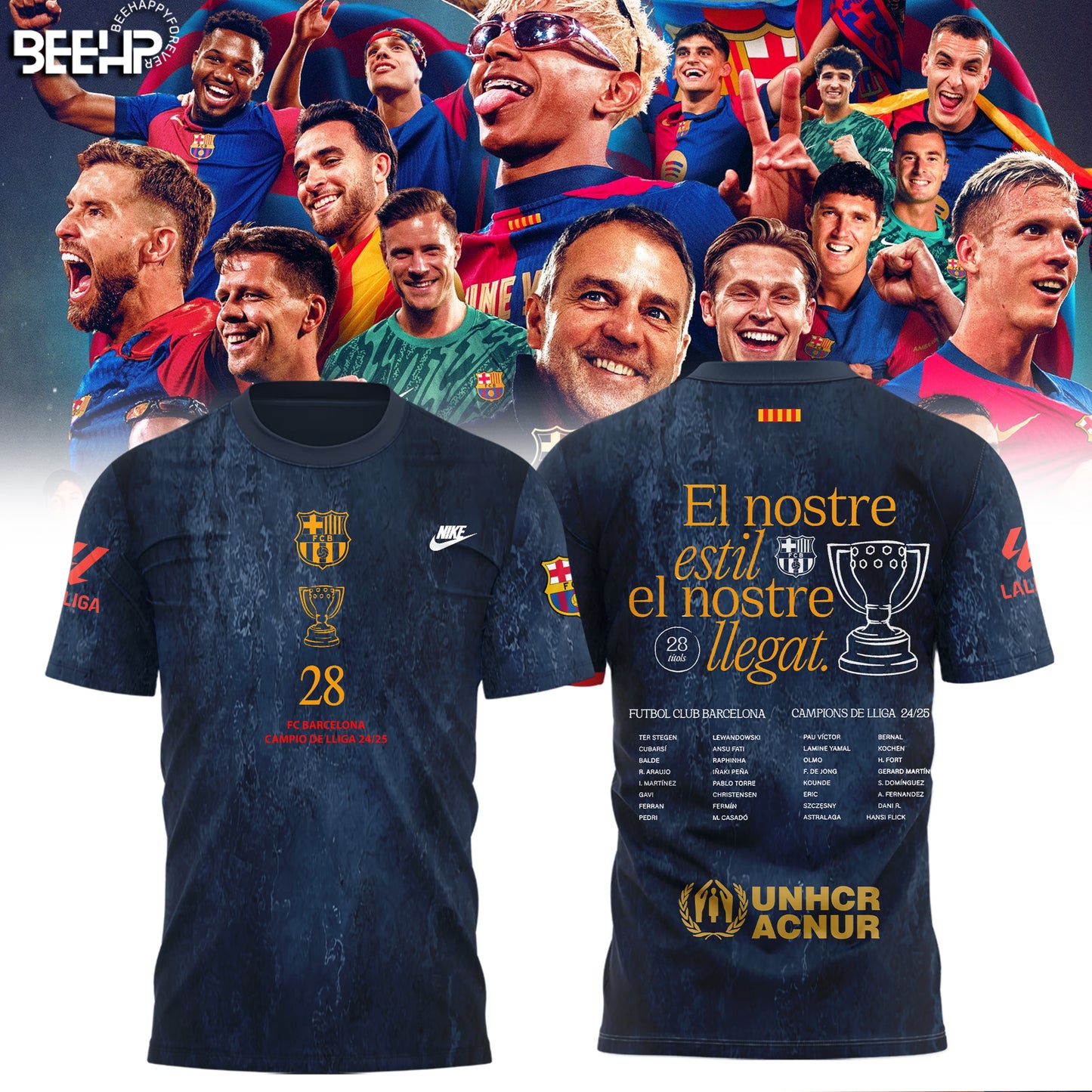 FC Barcelona Campeones La Liga 2024 2025 V2 Shirt DDT