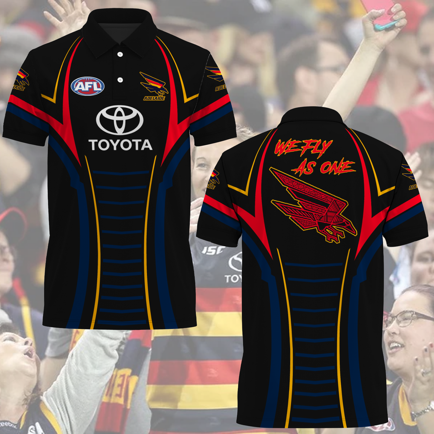Adelaide Crows AFL 2025 We Fly As One Polo Shirt TM NTA V3