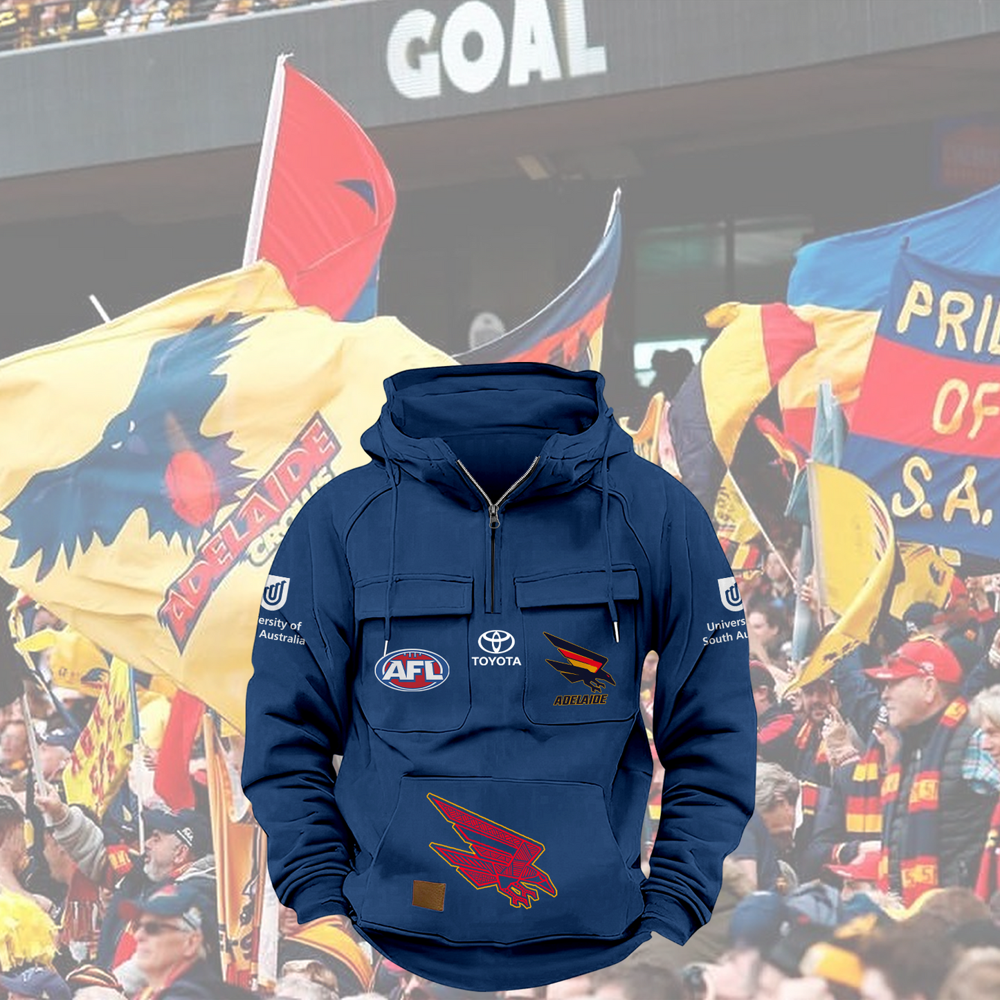Adelaide Crows AFL 2025 Quarter Zip Hoodie TM NTA V6