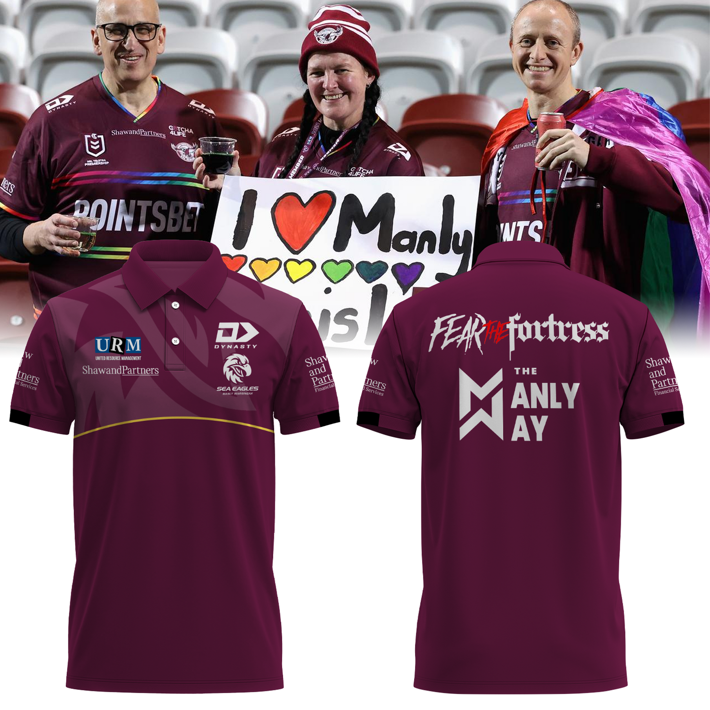 Manly Warringah Sea Eagles Polo Shirt V002 NRL TM