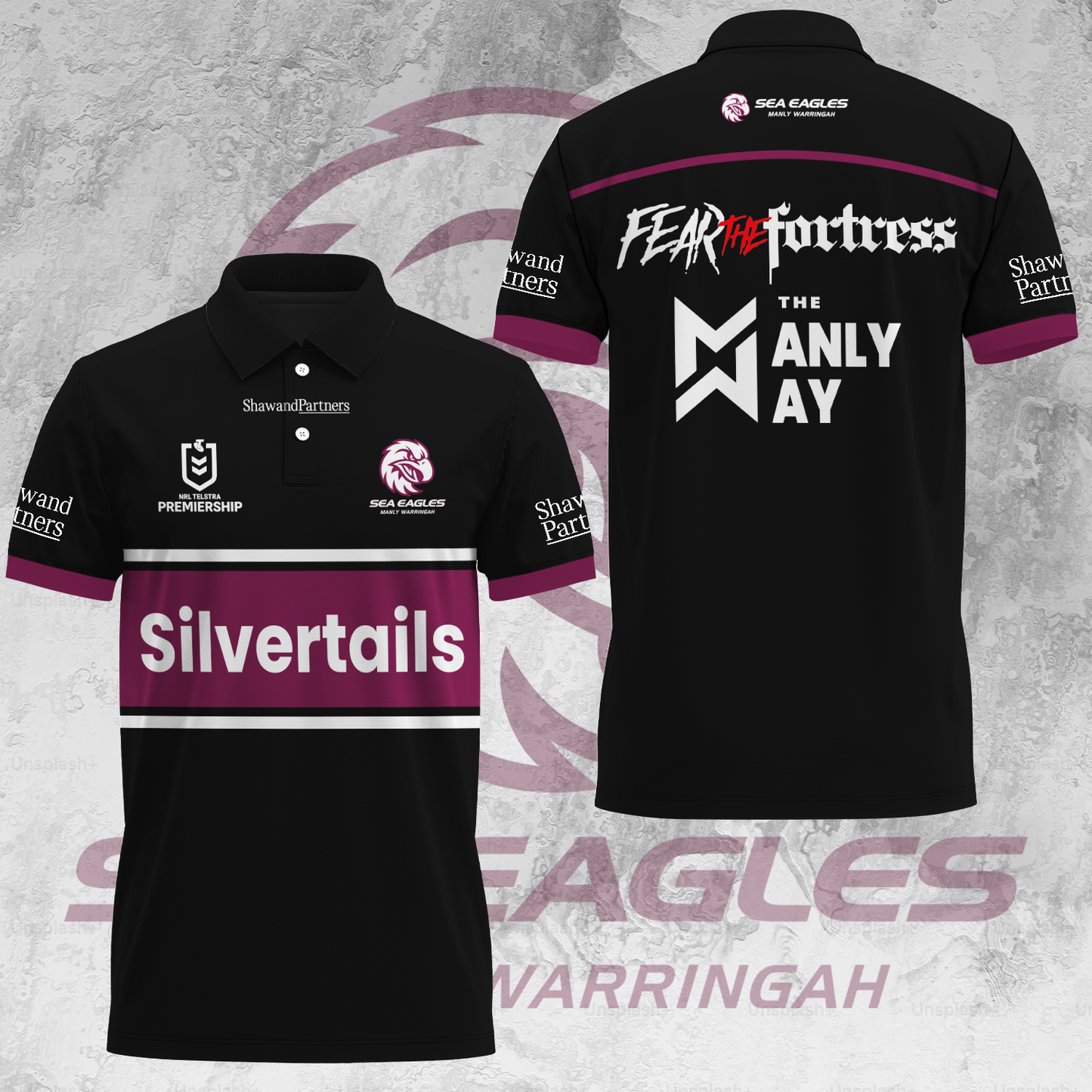 Manly Warringah Sea Eagles NRL Fear The Fortress Limited Edition Polo Shirt TM V23