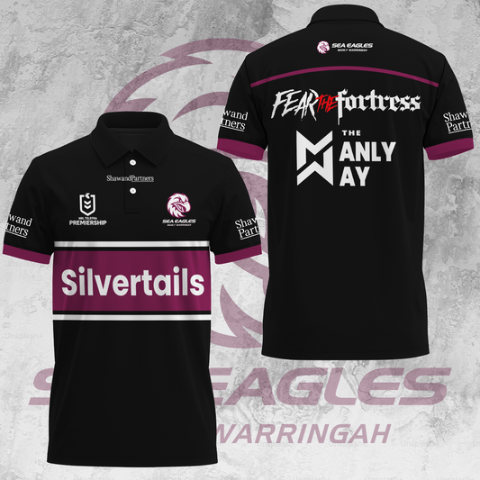 Manly Warringah Sea Eagles NRL Fear The Fortress Limited Edition Polo Shirt TM V23