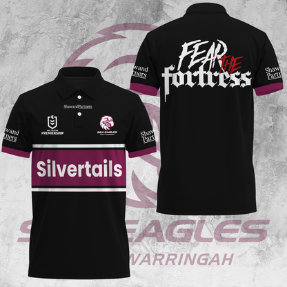 Manly Warringah Sea Eagles NRL Fear The Fortress Limited Edition Polo Shirt TM V22