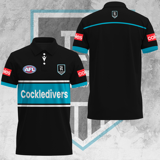 Port Adelaide Football Club AFL Power Special Edition Polo Shirt TM - Super Savings When Buying Combo V4