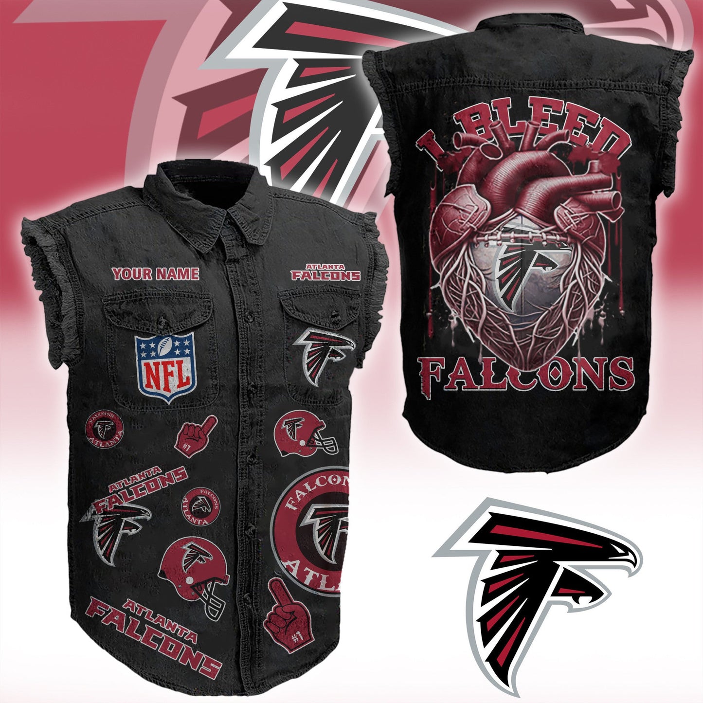AF NFL Personalize Sleeveless Denim Jacket For Fan DDT CTND