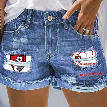 AFC Bournemouth Rip Print Fashion Denim Shorts