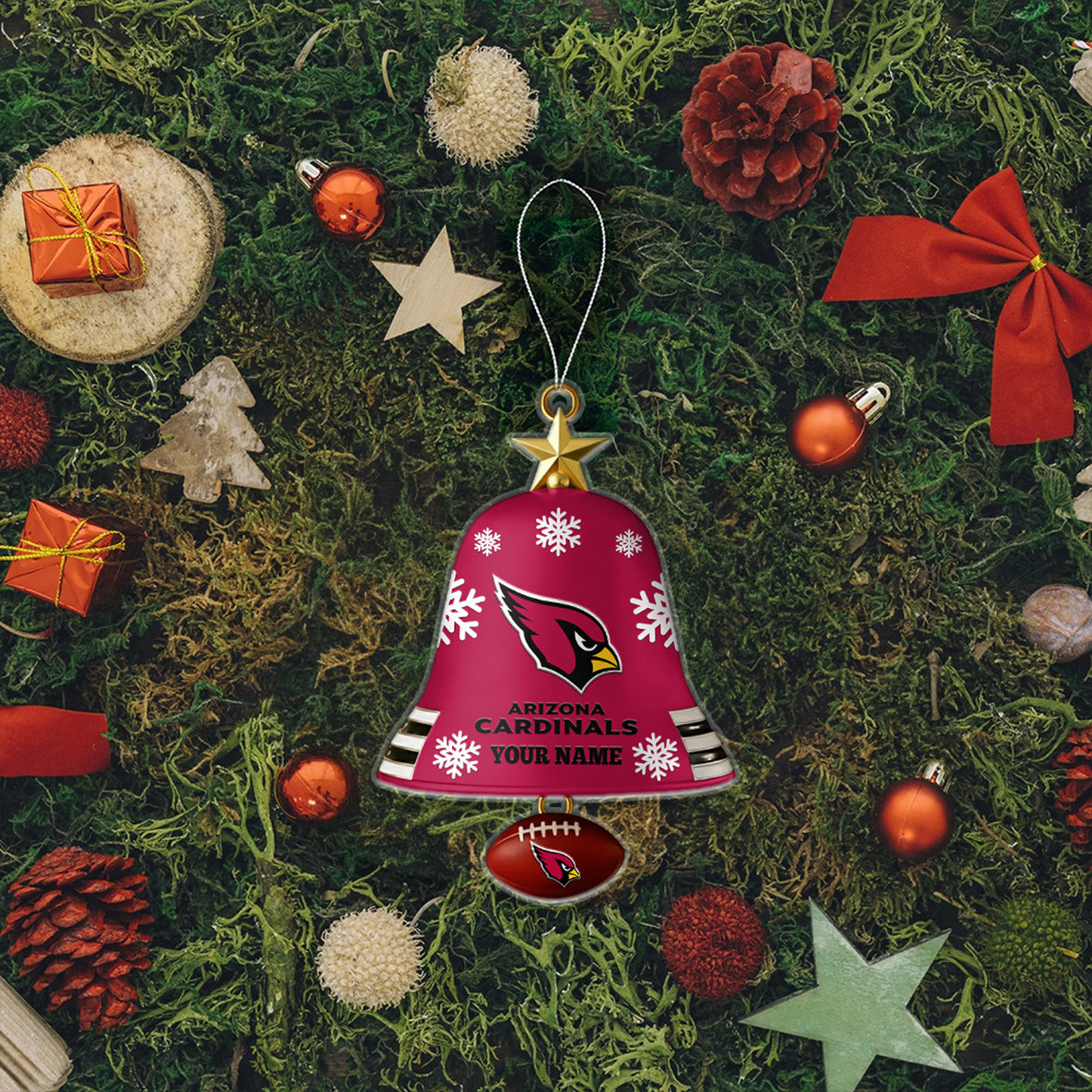 ARI x NFL Christmas Bell Ornament Custom Any Name DatND DVT