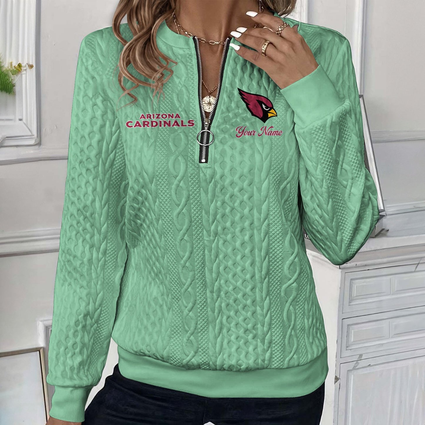 ARI x NFL Women's Quilted Zip-UP Sweatshirt DatND DVT