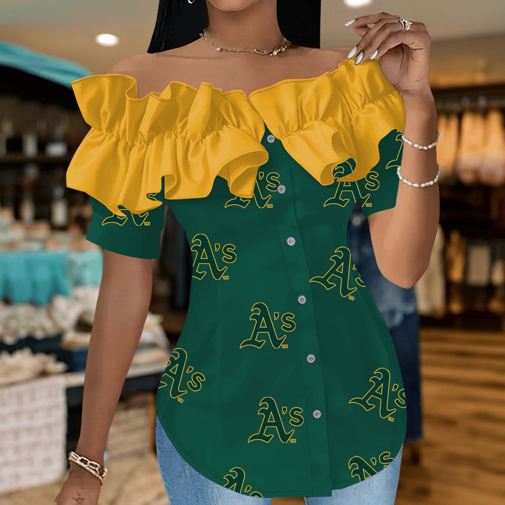 ATH Premium MLB Women Ruffle Off-Shoulder Blouse DDT CTND