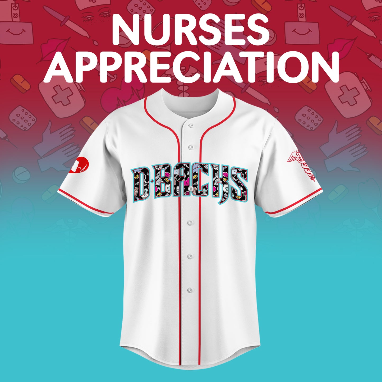 Arizona Diamondbacks Nurses Appreciation White Baseball Jersey NDD