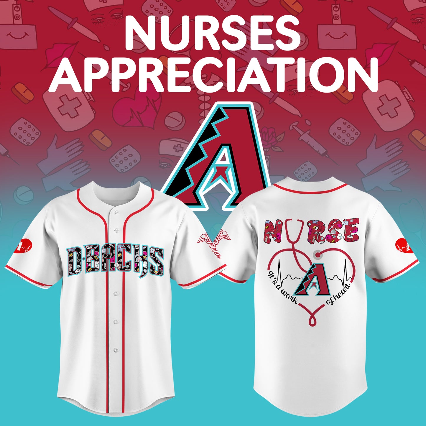 Arizona Diamondbacks Nurses Appreciation White Baseball Jersey NDD