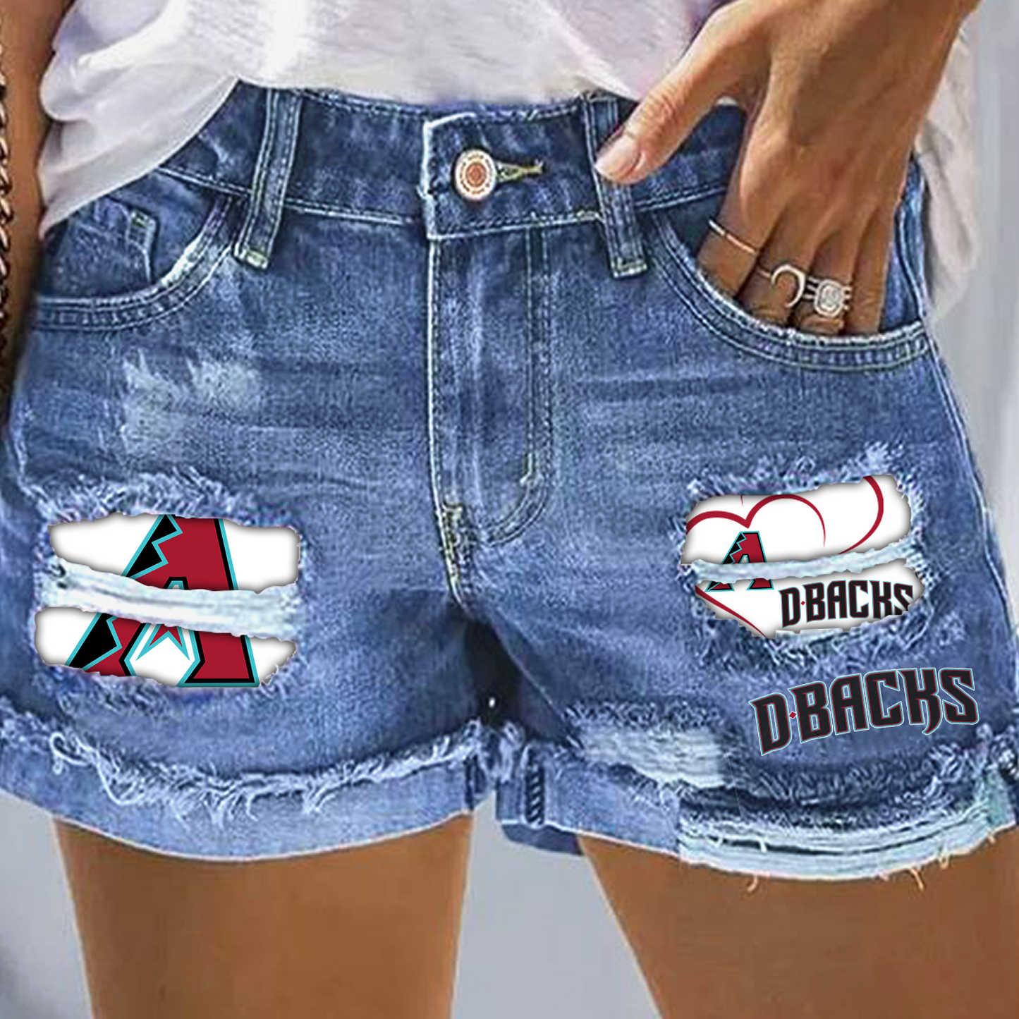 Arizona Diamondbacks Rip Print Fashion Denim Shorts