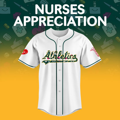 Athletics Nurses Appreciation White Baseball Jersey NDD