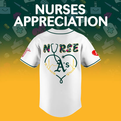 Athletics Nurses Appreciation White Baseball Jersey NDD
