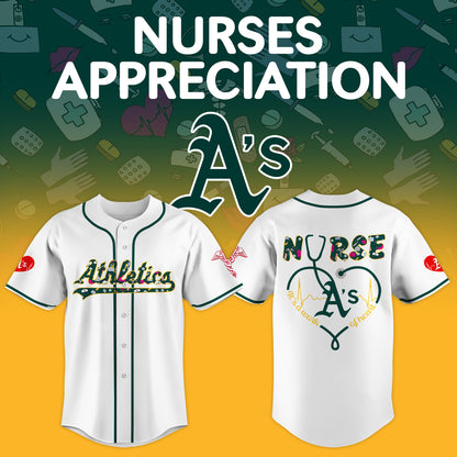 Athletics Nurses Appreciation White Baseball Jersey NDD