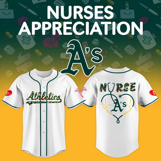 Athletics Nurses Appreciation White Baseball Jersey NDD