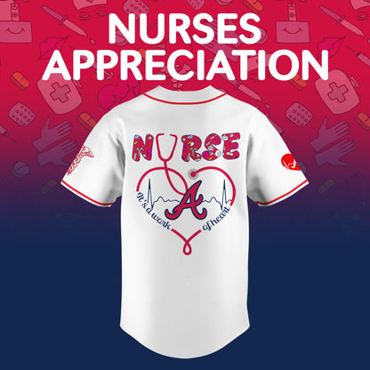 Atlanta Braves Nurses Appreciation White Baseball Jersey NDD