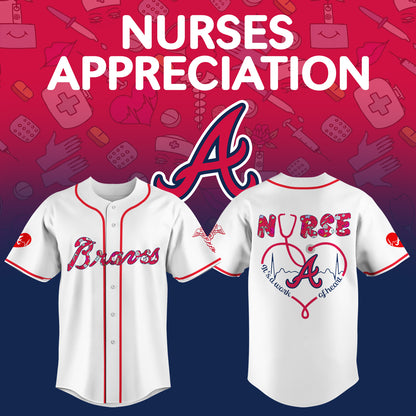 Atlanta Braves Nurses Appreciation White Baseball Jersey NDD