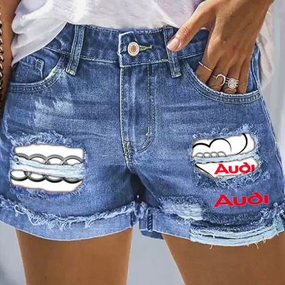 Audi Rip Print Fashion Denim Shorts NDD