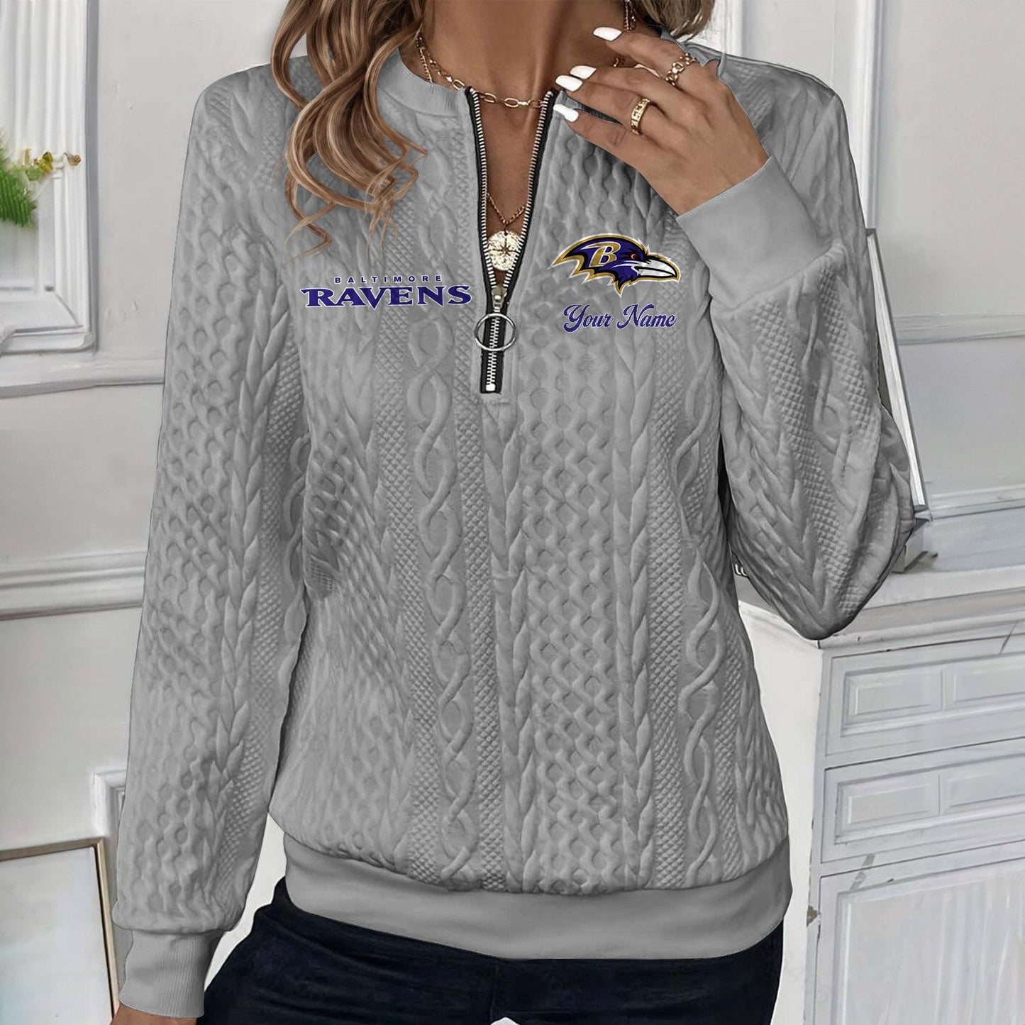 BAL x NFL Women's Quilted Zip-UP Sweatshirt DatND DVT